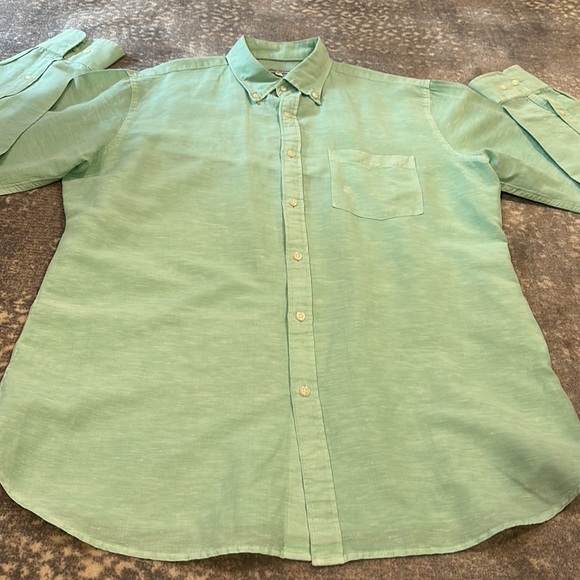 PETER MILLAR LIGHT GREEN LINEN SILK AND COTTON MENS SHIRT - Picture 3 of 13